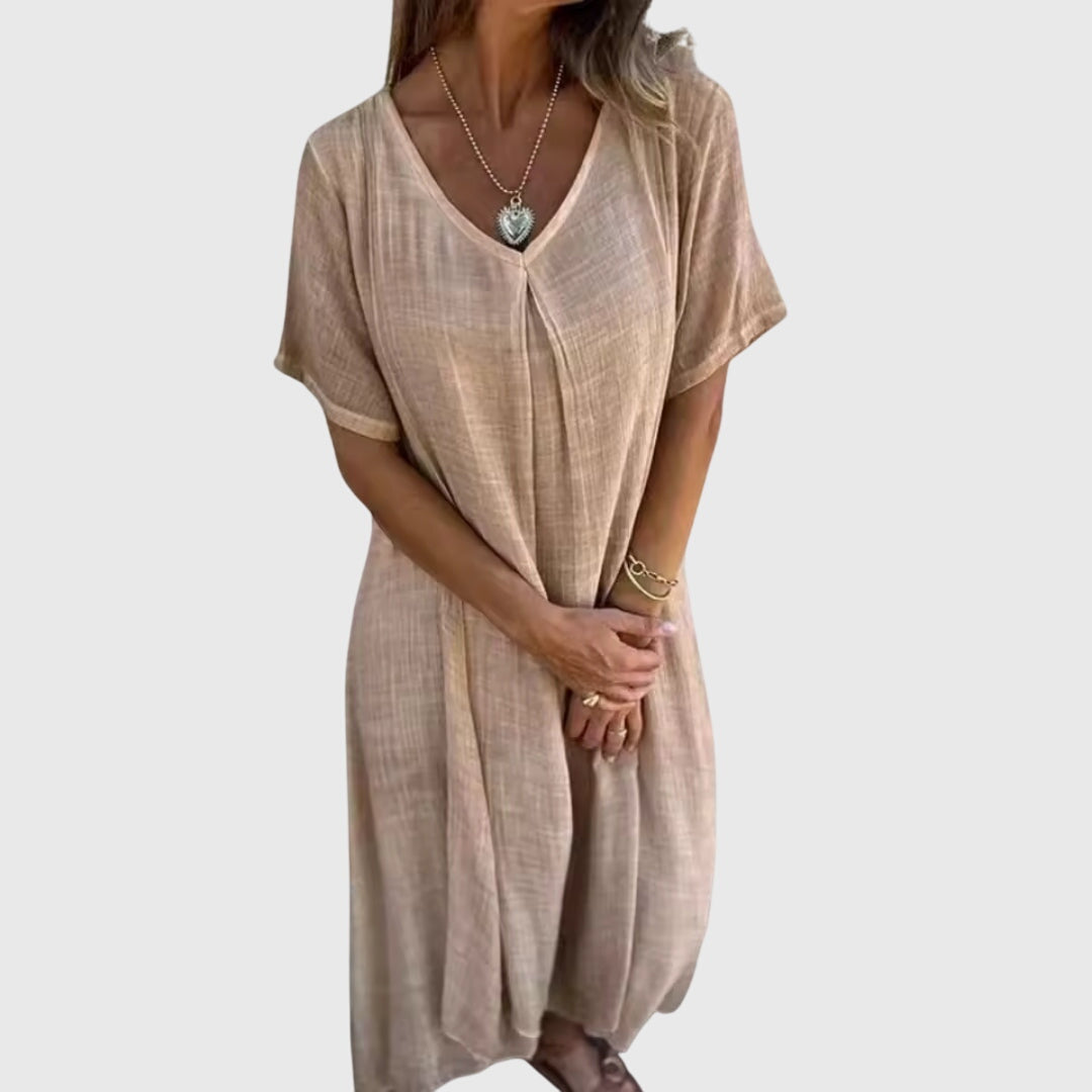 Fiona™ – Chic V-Neck Dress for Any Occasion