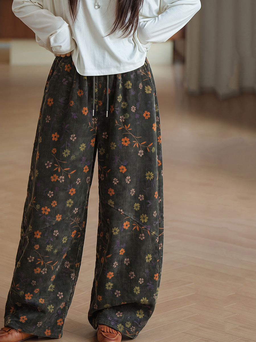 Women's Wide-Leg Trousers | Vintage Floral & Drawstring Waist 2