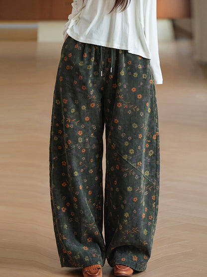 Women's Wide-Leg Trousers | Vintage Floral & Drawstring Waist 4