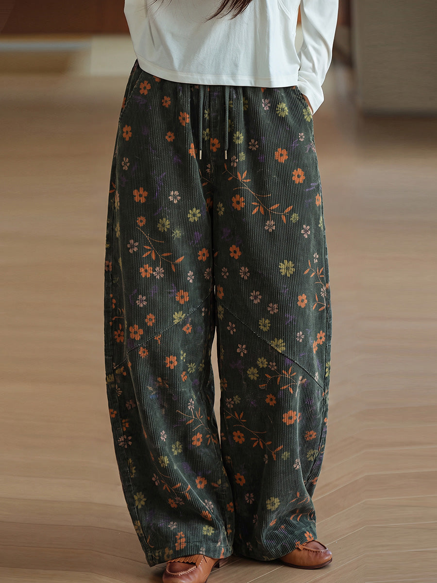 Women's Wide-Leg Trousers | Vintage Floral & Drawstring Waist 5