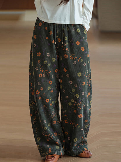 Women's Wide-Leg Trousers | Vintage Floral & Drawstring Waist 5
