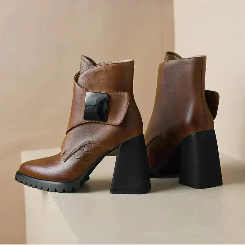 Women's Ankle Boots | Block Heel & Strap Detail 10