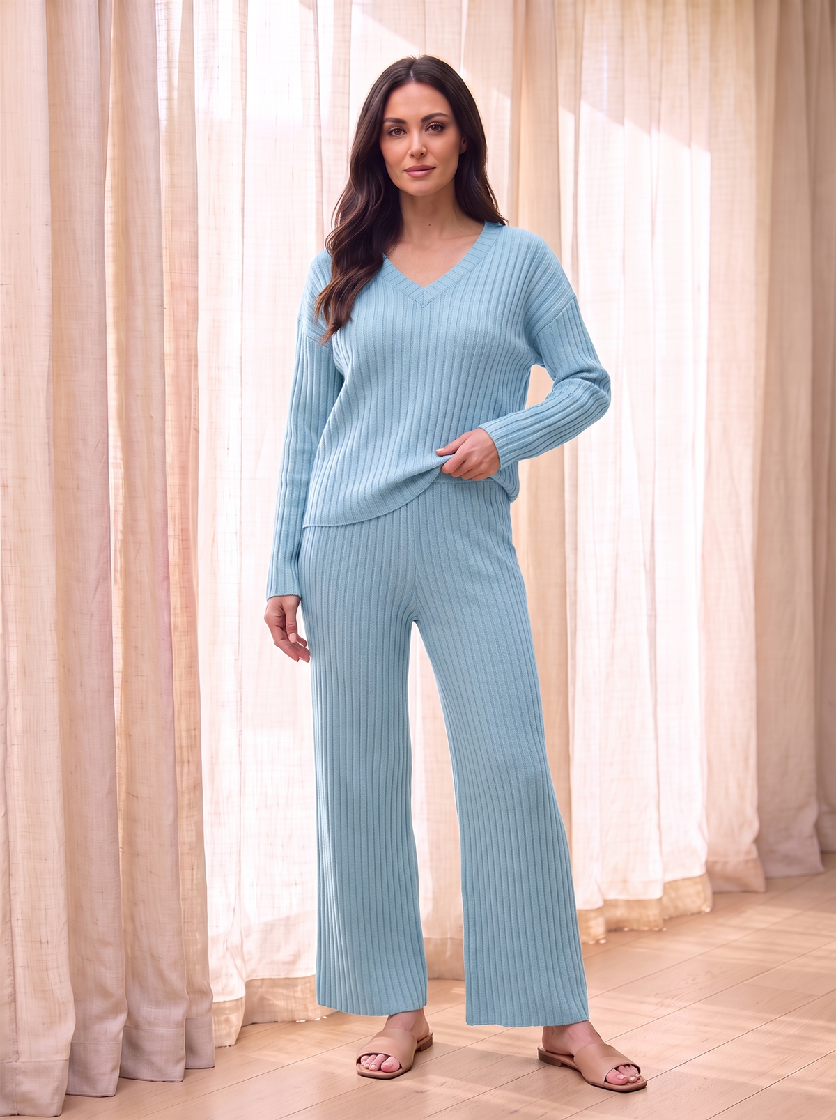 Women's Ribbed Knit Set | Relaxed Fit & Soft Comfort 4