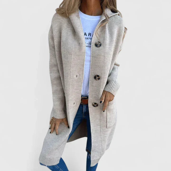 Women's Long Cardigan | Button Front & Warm Knit 1