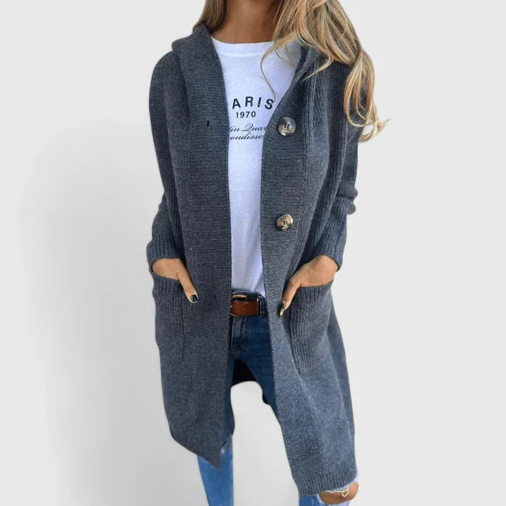 Women's Long Cardigan | Button Front & Warm Knit 5