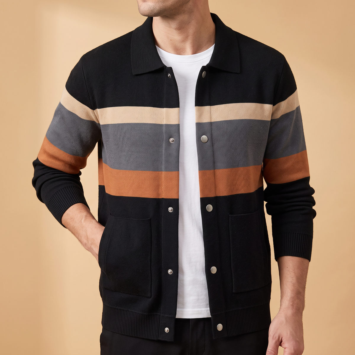 Women's Knit Cardigan | Snap-Button & Ribbed Finish 1