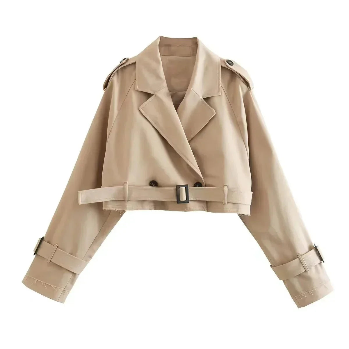 Women's Belted Trench Coat | Cropped & Double-Breasted
