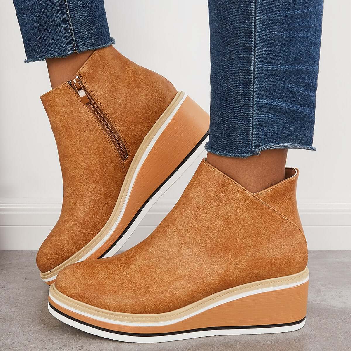 Women's Platform Ankle Boots | Zip Detail & All-Day Comfort 3