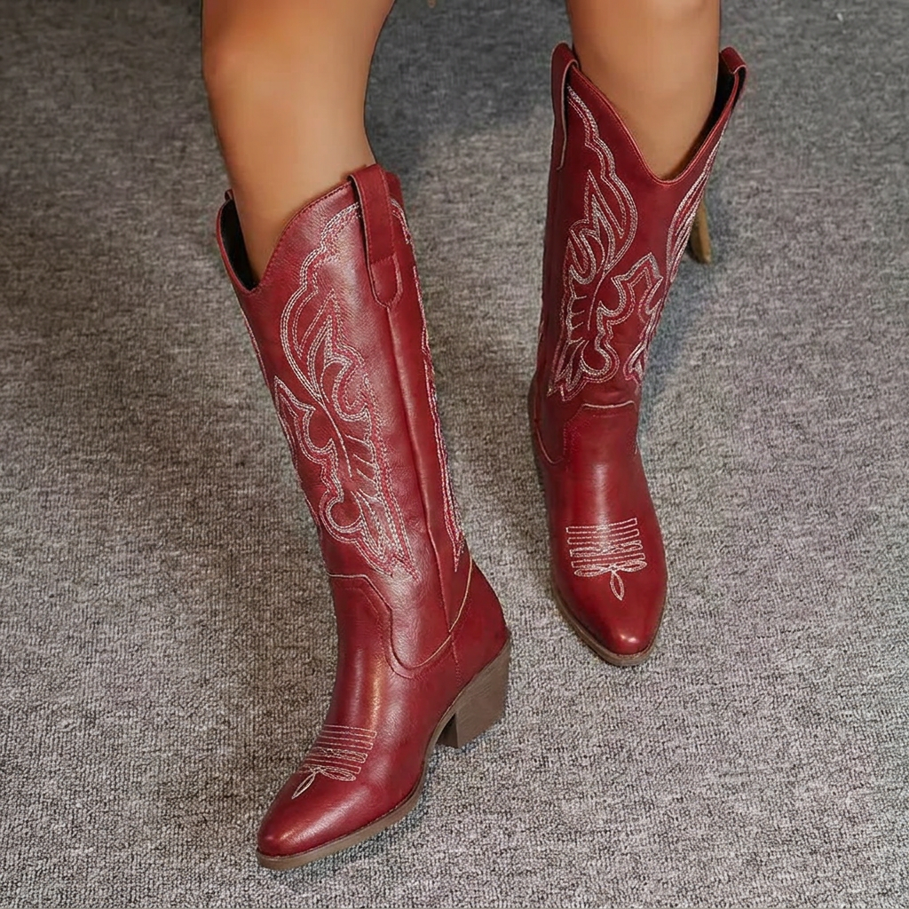 Women's Cowgirl Boots | Knee-High Block Heel 12
