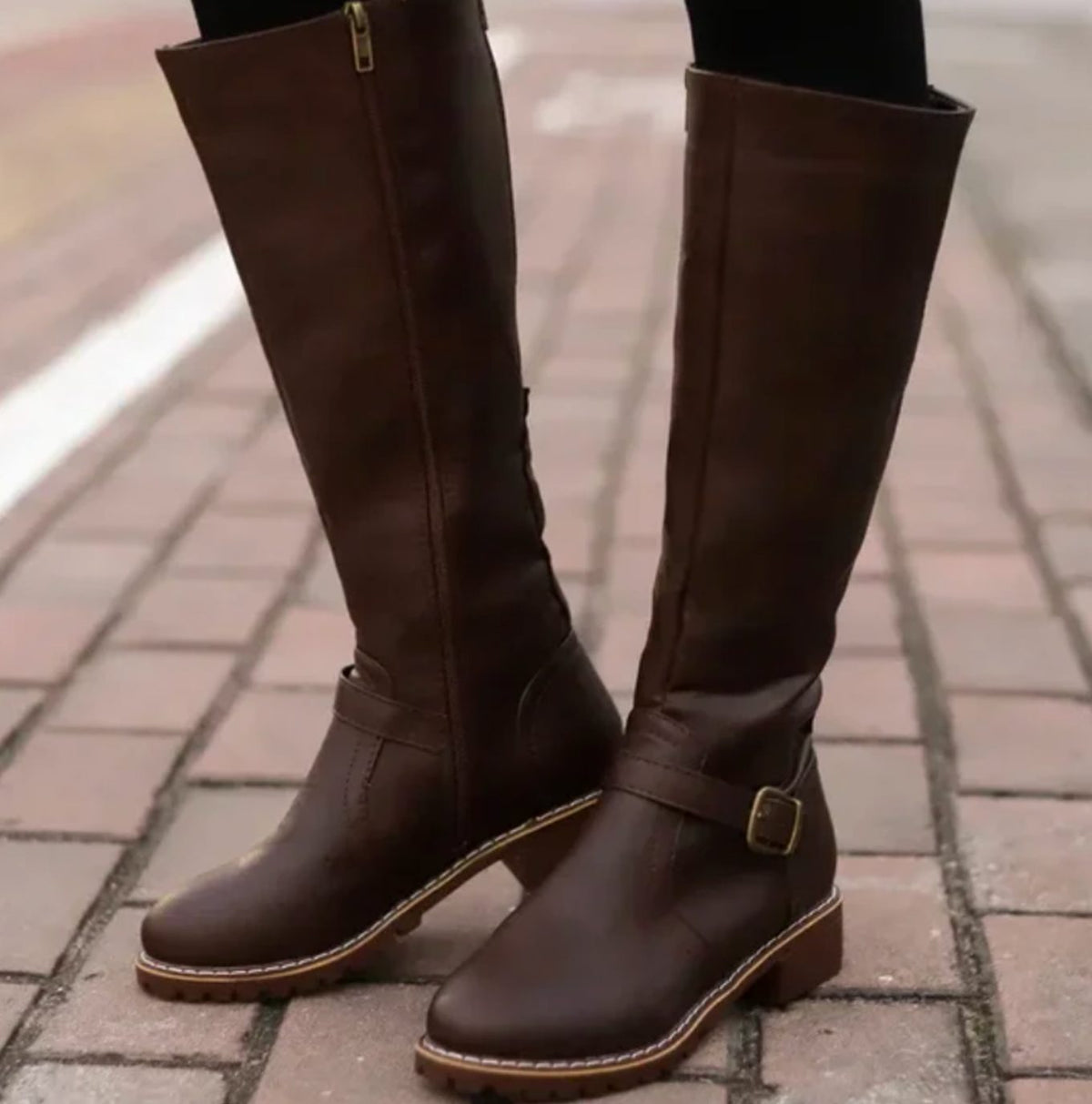 Women's Knee High Boots | Adjustable Buckle & Grip Sole