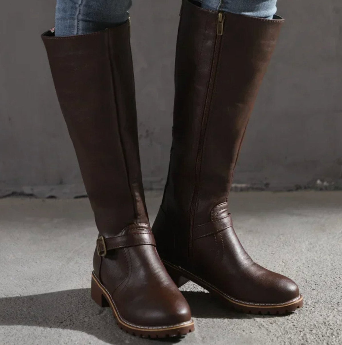 Women's Knee High Boots | Adjustable Buckle & Grip Sole